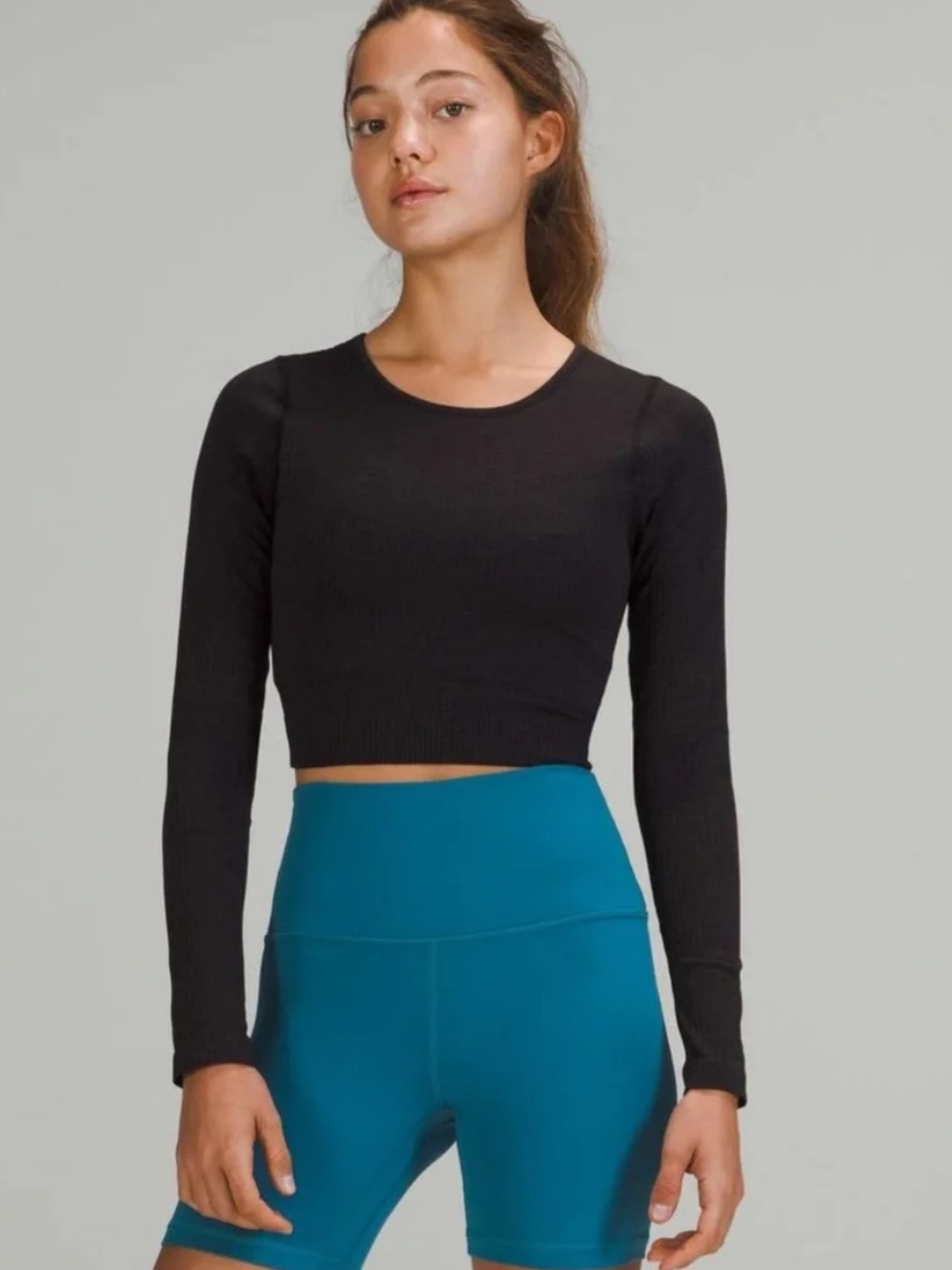 Lululemon Ebb to Street Long Sleeve Cropped Top - Black